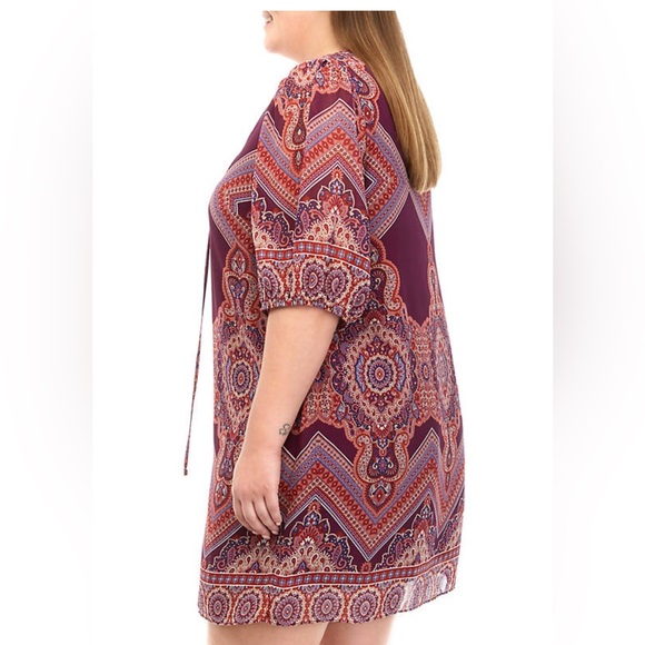 Sandra Darren Purple and Orange Midi Dress - Picture 3 of 8